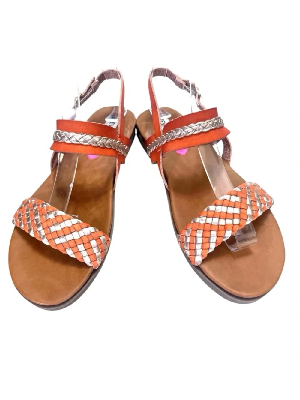 NEW Steve Madden Jsaylorr Girls Size 3 Braided Strappy Sandals Orange Gold